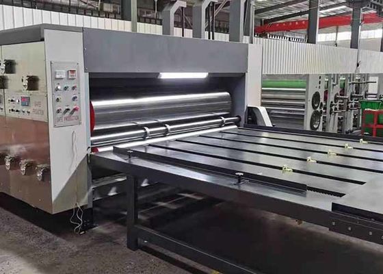 Carton Box Flexo Printing Machine Chain-Drive Feeding Four Color With Die Cutter