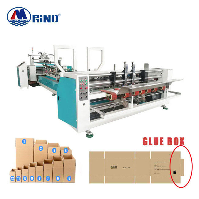 Corrugated Board Pasting Box Gluing Machine 12kw PLC Digital Display Speed